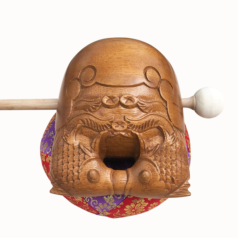 禅修法器佛具佛堂佛龛香炉拜垫铃鼓摇铃法师佛事法会8寸柚木木鱼