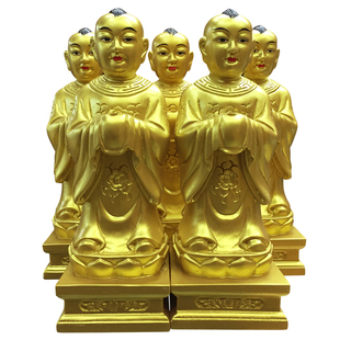 佛具用品神像小佛像五财子镀金实木五方童子