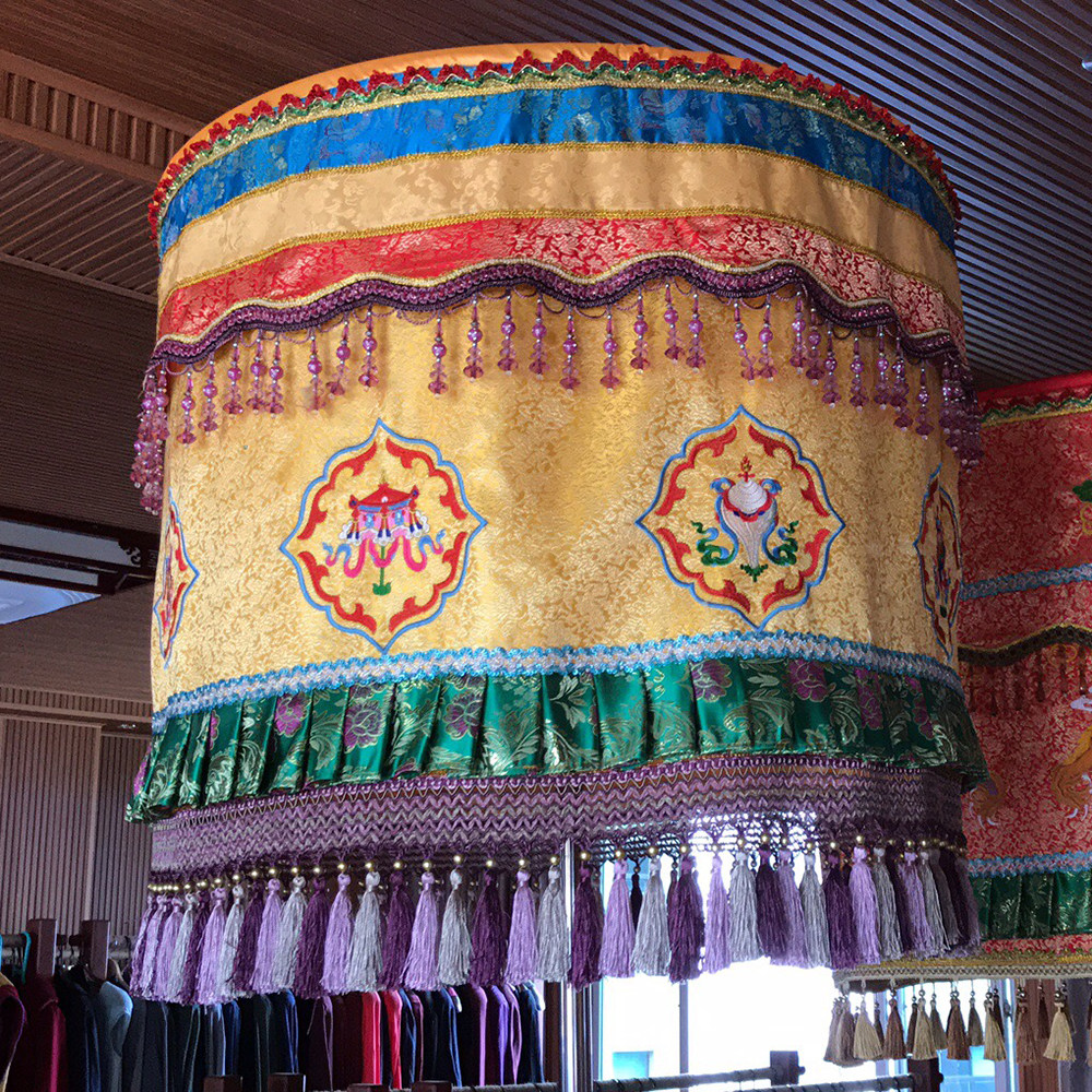 福慧佛具布艺装饰大殿法会禅修绣品黄龙伞华盖1.2米暗花八吉祥宝