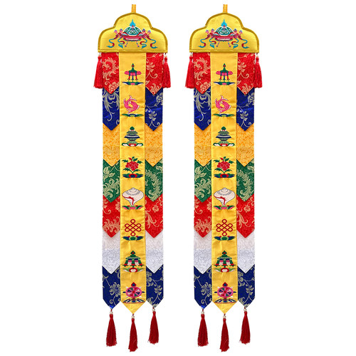 福慧布艺装饰绣品长幡幢幡挂幡帷幔横幅八吉祥彩幡