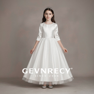兒童生日公主裙女孩鋼琴主持人演出服 GEVNRECY女童禮服裙高端時(shí)尚