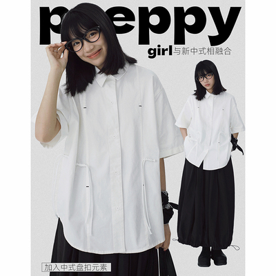 STILLYOU新中式盘扣装饰白色衬衫