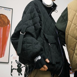 返场STILLYOU酷帅氛围感菱格绗缝立领工装 棉服外套女宽松百搭棉衣