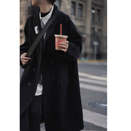 原创气场风显瘦长款冬季毛呢大衣