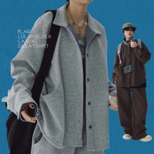 夹克 开衫 STILLYOU复古重磅立领休闲卫衣短外套宽松cleanfit衬衫 式