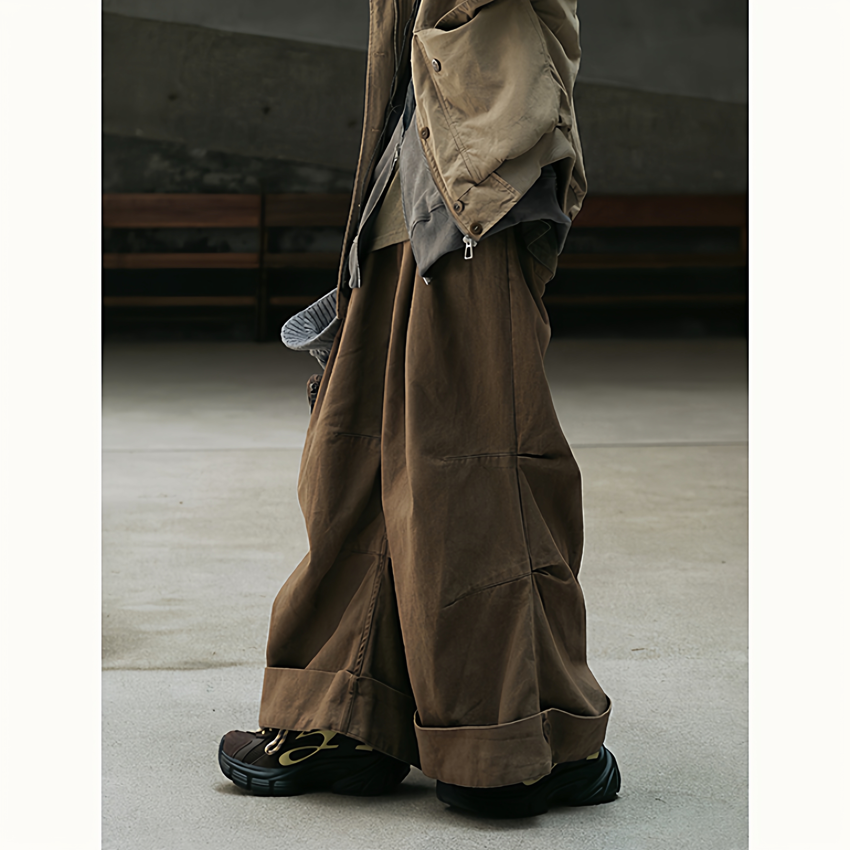 STILLYOU个性百搭翻边阔腿休闲裤