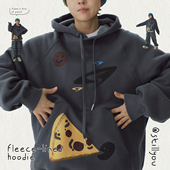 STILLYOU重磅保暖趣味街头感印花连帽加绒卫衣女宽松休闲套头上衣