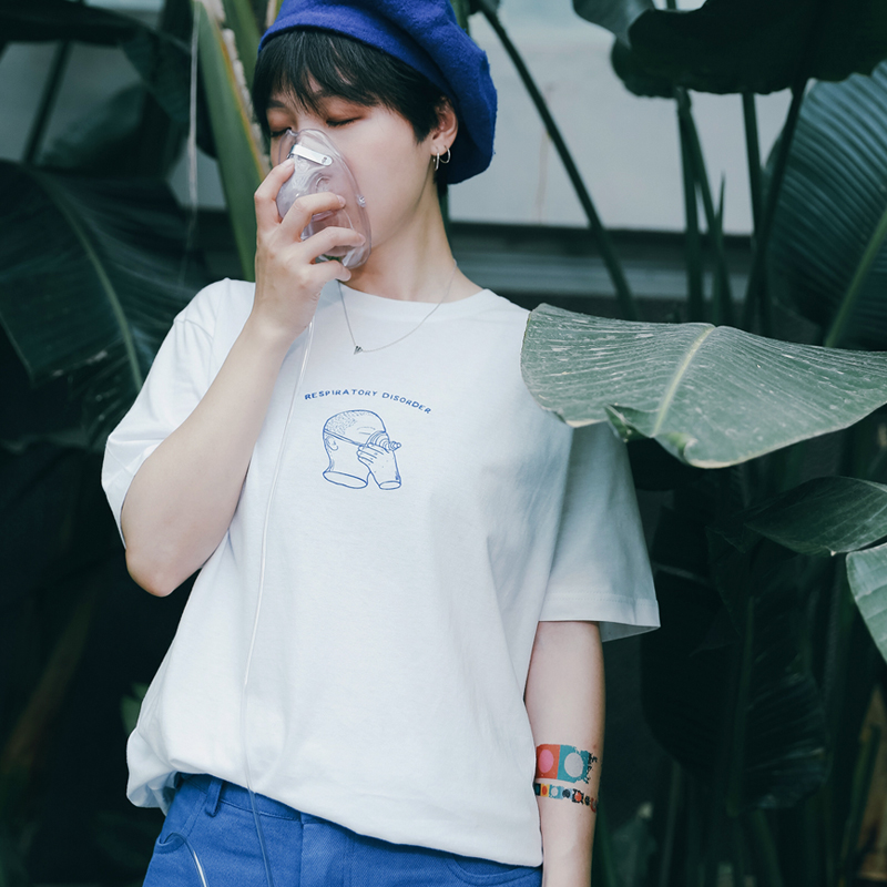 STILL YOUÔ´´×ÔÖÆÇåÐÂÑõÆøÖ÷Ìâ²å»Ó¡»¨°×É«t-shirt¶ÌÐäÅ®TÐô