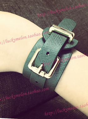 欧美宽面皮质手镯小众设计女饰品