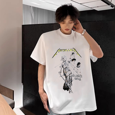 夏季欧美摇滚metallica金属乐队周边衣服定制男女宽松纯棉短袖T恤