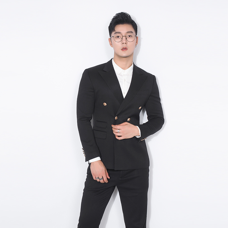川泽男士修身韩版单排扣西服