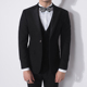 套西一粒扣宴会西服套装 川泽男士 韩版 修身 黑色英伦西装 三件套新款