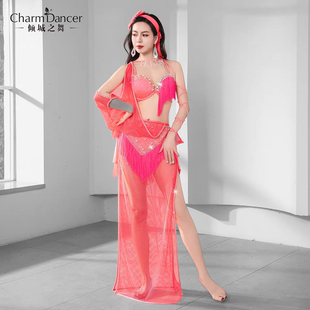 倾城之舞新款 肚皮舞表演服烫钻流苏SHAABI袍子东方舞民俗演出服装