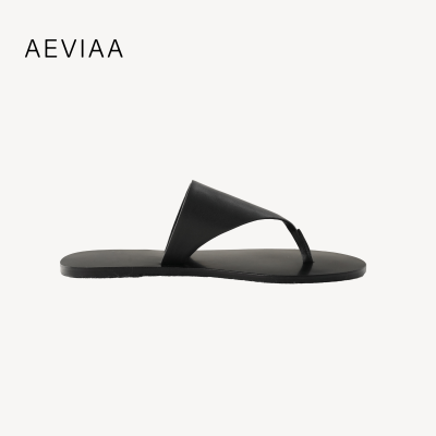 AEVIAA欧美真皮凉拖鞋三角形夹趾人字平底时装女鞋