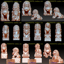 仿古狮子拴马桩圆雕图STL文件印章门墩3D打印立体电脑雕刻机图库