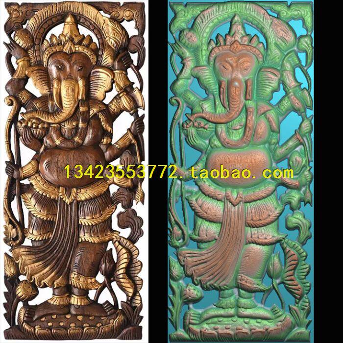 R  扫描图精雕灰度图 木雕装饰画挂件泰式象鼻神