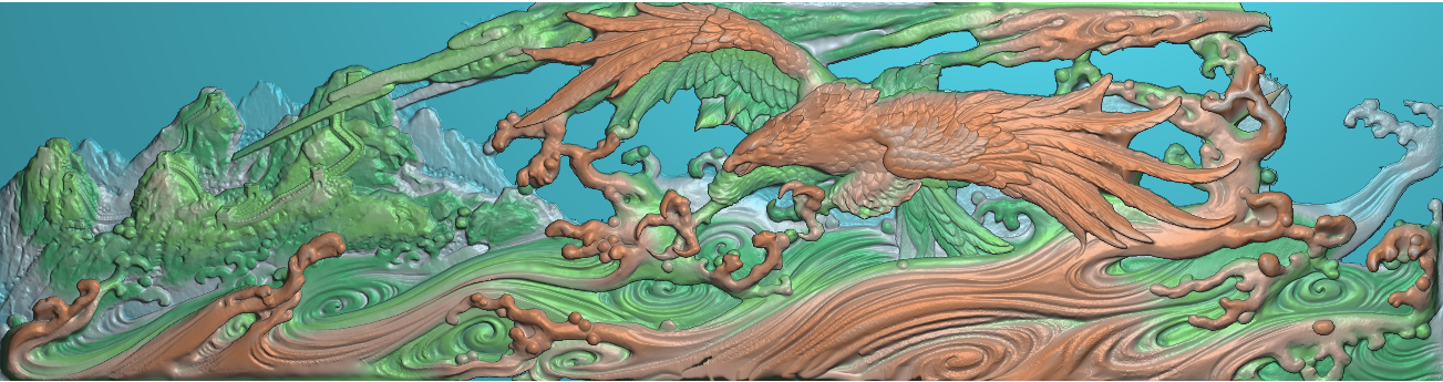 单张价浮雕图扫描图精雕图灰度图新款横大鹏展翅老鹰192-50砖雕石