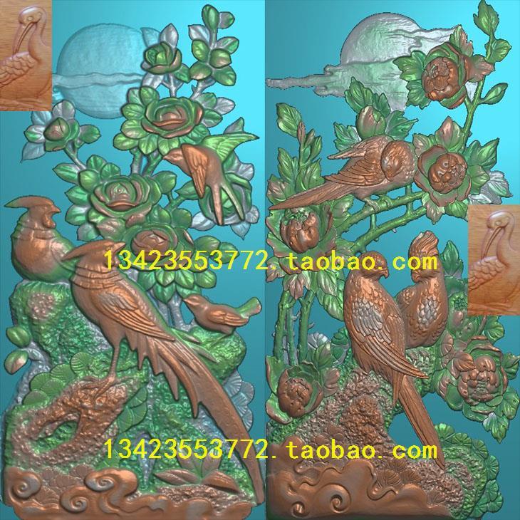 A精雕图浮雕灰度图扫描图深雕古建26花鸟2