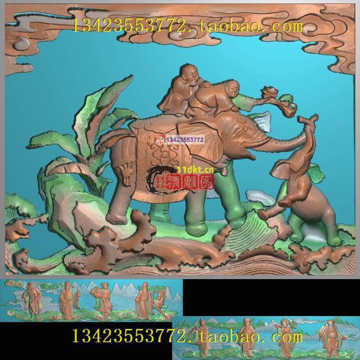 R中式精雕图古建筑祠堂照壁牌坊门中式八仙过海童子骑象富贵人物