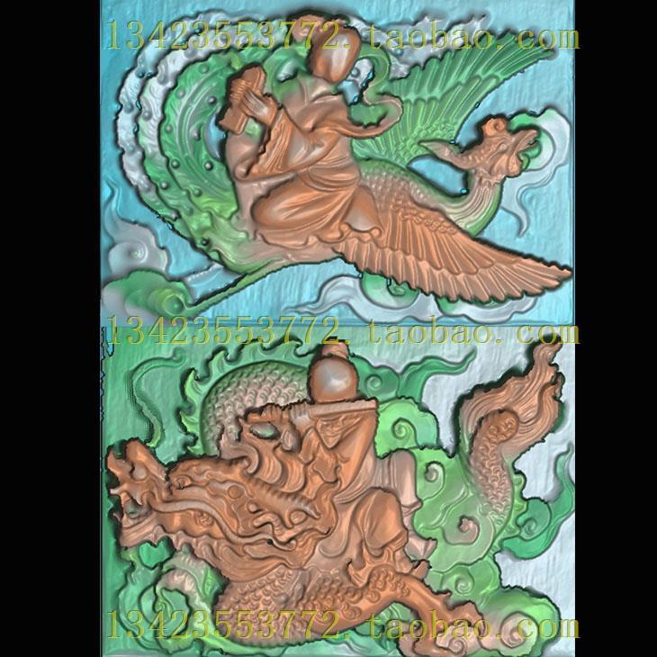 A精雕图灰度图扫描图深雕古建图新款龙啸凤鸣人物840-592