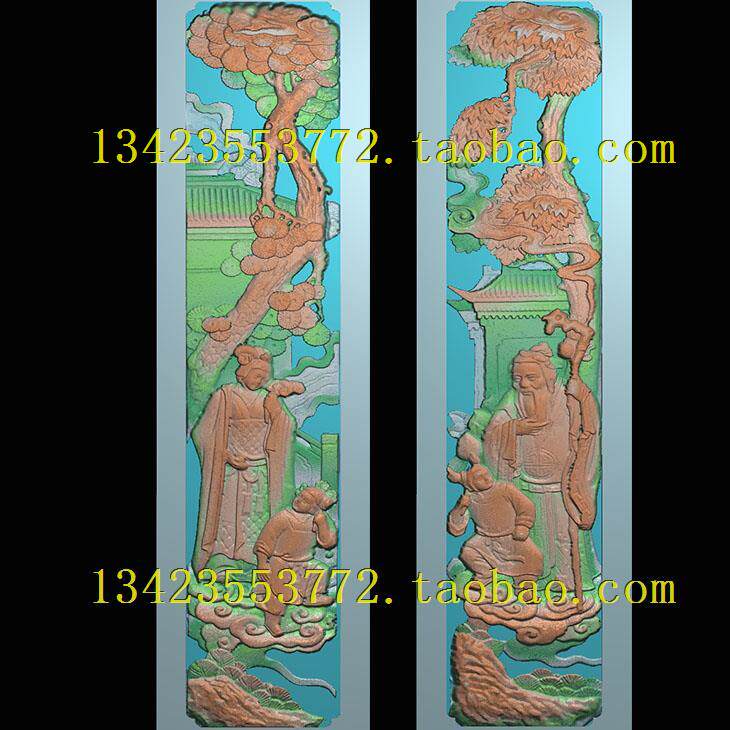 a精雕图浮雕灰度图扫描图深雕古建人物麻姑童子东方溯