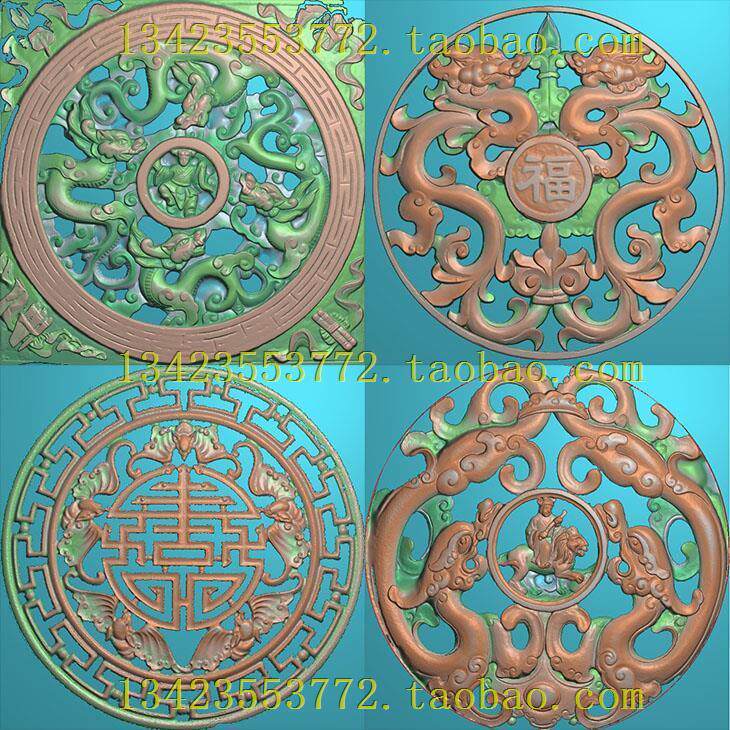 A精雕图浮雕灰度图扫描图深雕古建人物典故子虎镂空窗集合圆形