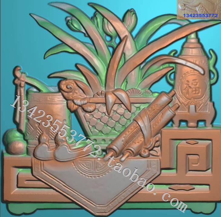 L精雕图扫描图麒麟吐书深雕动物门柜古建博古鞋画轴福扫描图