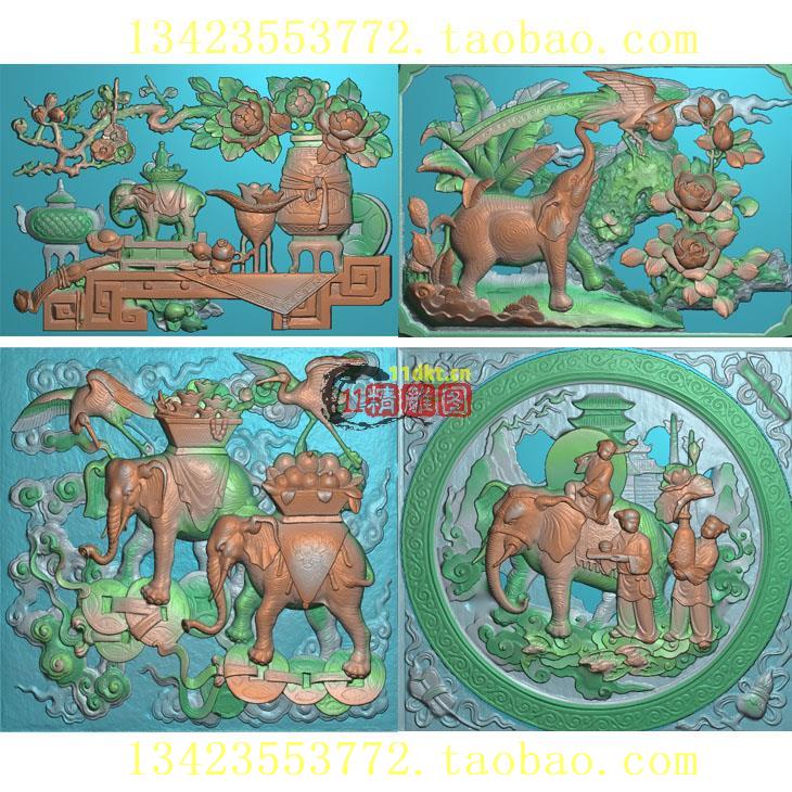 精雕招财进宝扫描喜庆有象图石雕祠堂寺庙门面仙鹤浮雕图太平壁画