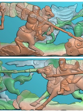 浮雕图扫描图精雕图灰度图新款横骑马打仗带骑109-27 砖雕石雕