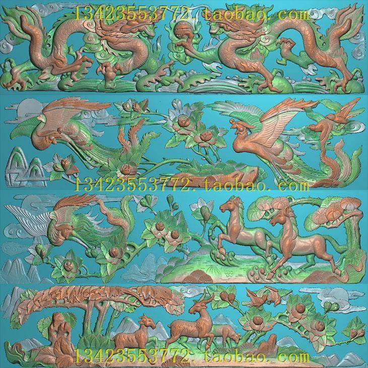 a精雕图 图扫描图古建图三羊开泰双龙戏珠双凤牡丹凤马呈祥108-28