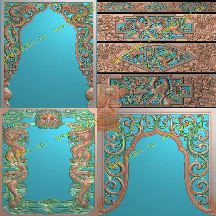 打包龙凤洋花佛龛供神台牙板挂落精雕图浮雕龙正龙镂空灰度图库