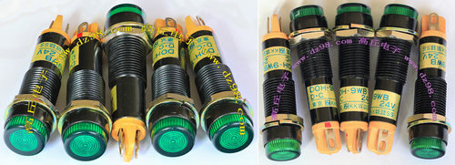 全新，产地；JAPAN，安装面板开孔直径9毫米，最大处直径约11毫米，总长度约42毫米，面板前凸出约7毫米，面板后长度约35毫米，单只重量约5.5克。