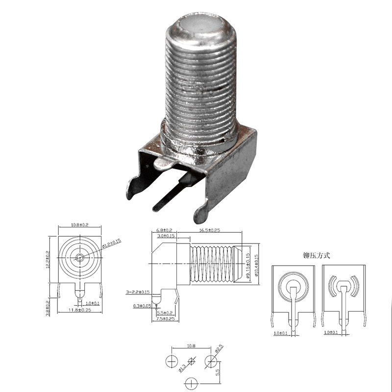 F头连接器 英制F头插座F头射频连接器户户通有线电视机顶盒IF-02,电子元器件市场,电子专用材料,淘宝优惠券,粉丝福利购,淘宝优惠卷
