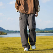 男裤 男春夏男款 长裤 日系男生抽绳休闲裤 卡其色束脚工装 子男款 裤