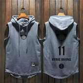 美式 篮球连帽宽肩背心夏训练服湖人勇士快船投篮服速干运动T恤男