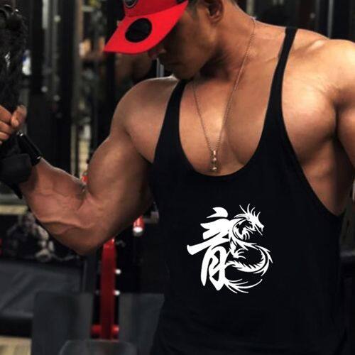 运动健身无袖工字背心男纯色跑步训练美式弹力吸汗透气紧身衣新款