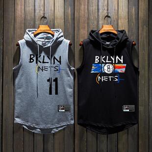 卫衣球衣欧文篮球投篮训练服健身背心潮 运动带帽马甲无袖 夏季 美式