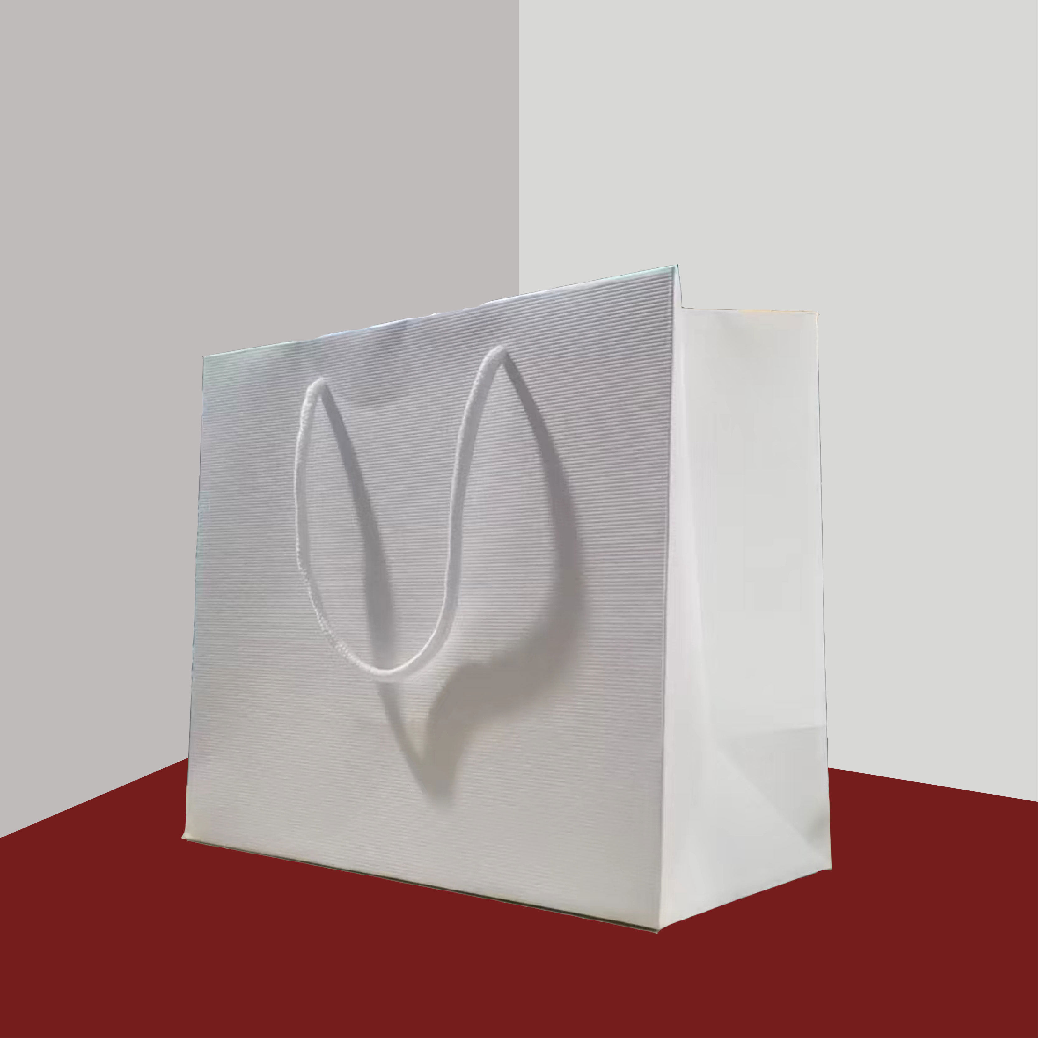 白色特种纸横纹暗纹手提袋礼物礼品袋生日节日送礼定制高档纸袋