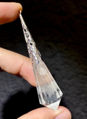 天然水晶吊坠 白幽灵灵摆吊坠套链 水晶挂件 毛衣链项链 一物一图