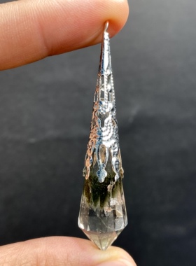 天然水晶灵摆吊坠 绿幽灵灵摆吊坠 水晶挂件 毛衣链项链 一物一图