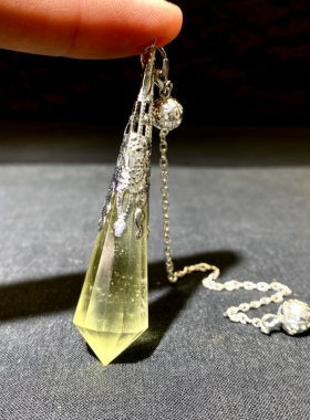 天然水晶 利比亚陨石灵摆吊坠套链 水晶挂件毛衣链项链 一物一图