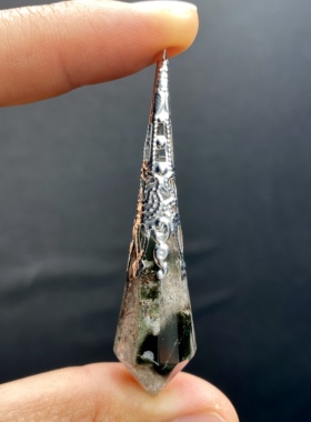 天然水晶灵摆 粉绿幽灵灵摆吊坠 水晶挂件 毛衣链项链 一物一图