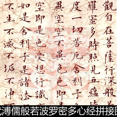 WHV近现代溥儒般若波罗密多心经拼接图非高清小图书法作品素材