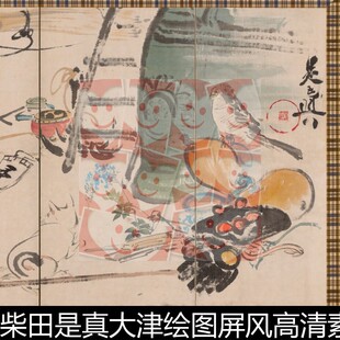WBH日本明治时代柴田是真大津绘图屏风高清素材资料参考1