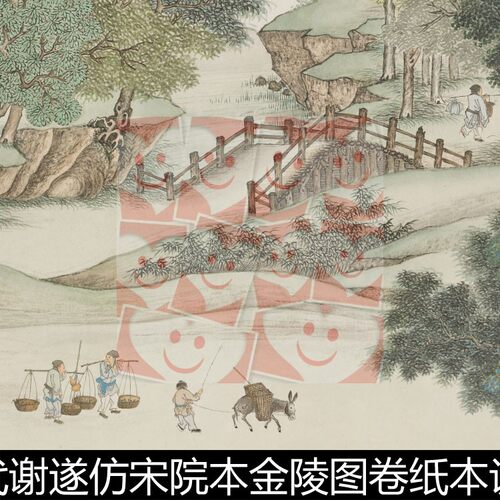 URQ清代谢遂仿宋院本金陵图卷纸本设色高清素材资料参考1 921MB