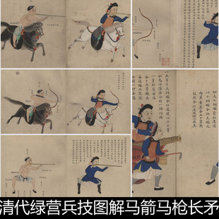 EAA清代绿营兵技图解兵营操练人物非高清版画插图素材资料