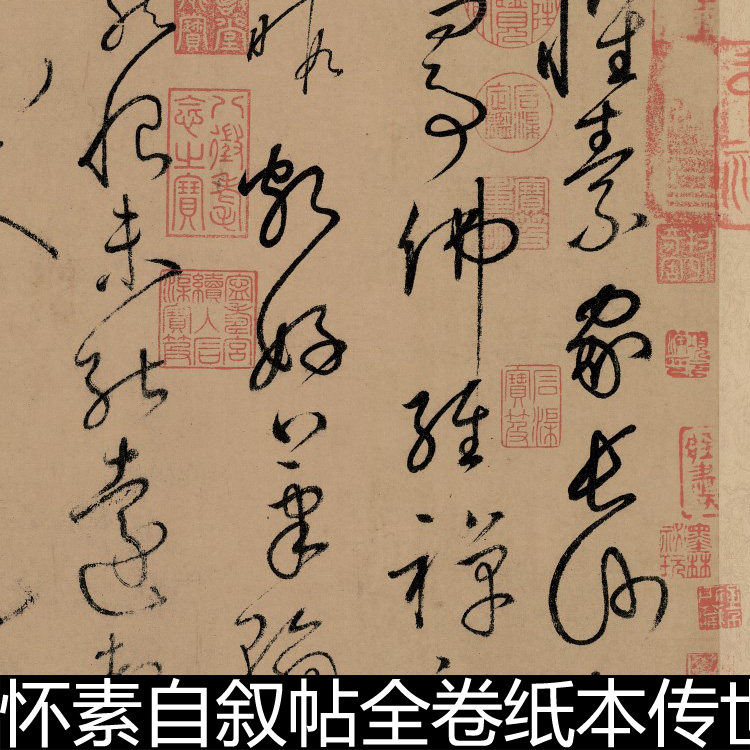 dsj唐代怀素自叙帖全卷纸本传世名帖书法草书作品素材资料参考