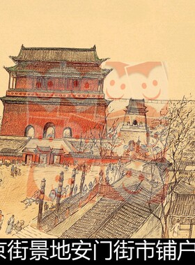 WGB老北京街景地安门街市铺户风情绘画速写非高清小图素材资料