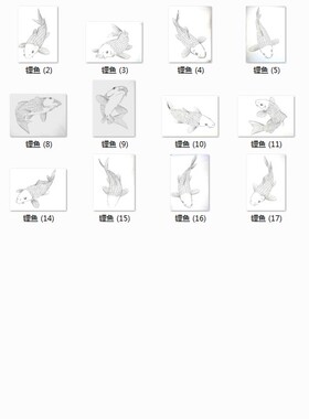 亚洲锂鱼工笔白描线稿非高清素材19 1.46MB JPG格式