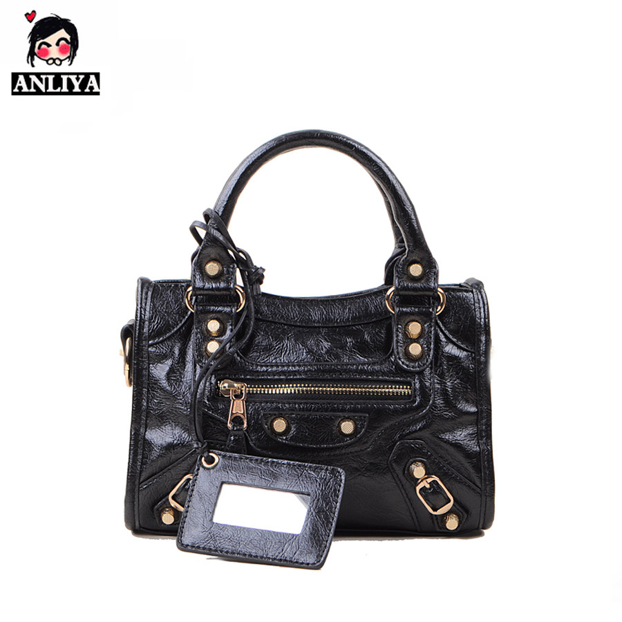 安丽雅时尚欧美朋克复古大金钉机车包迷你女包单肩斜挎包手提包